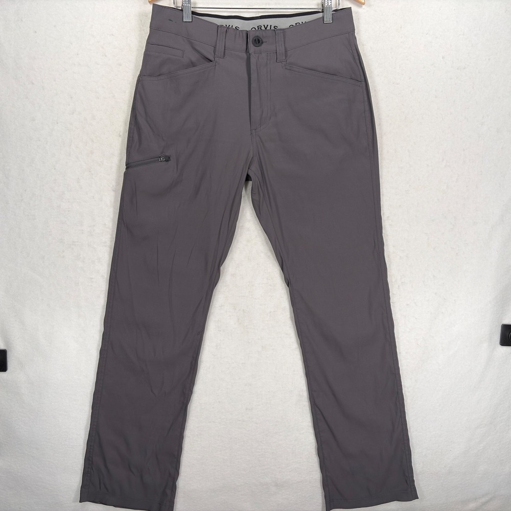 Orvis Mens Tech Pants Charcoal Gray Stretch Water Repellent Hiking Outdoor 35x30